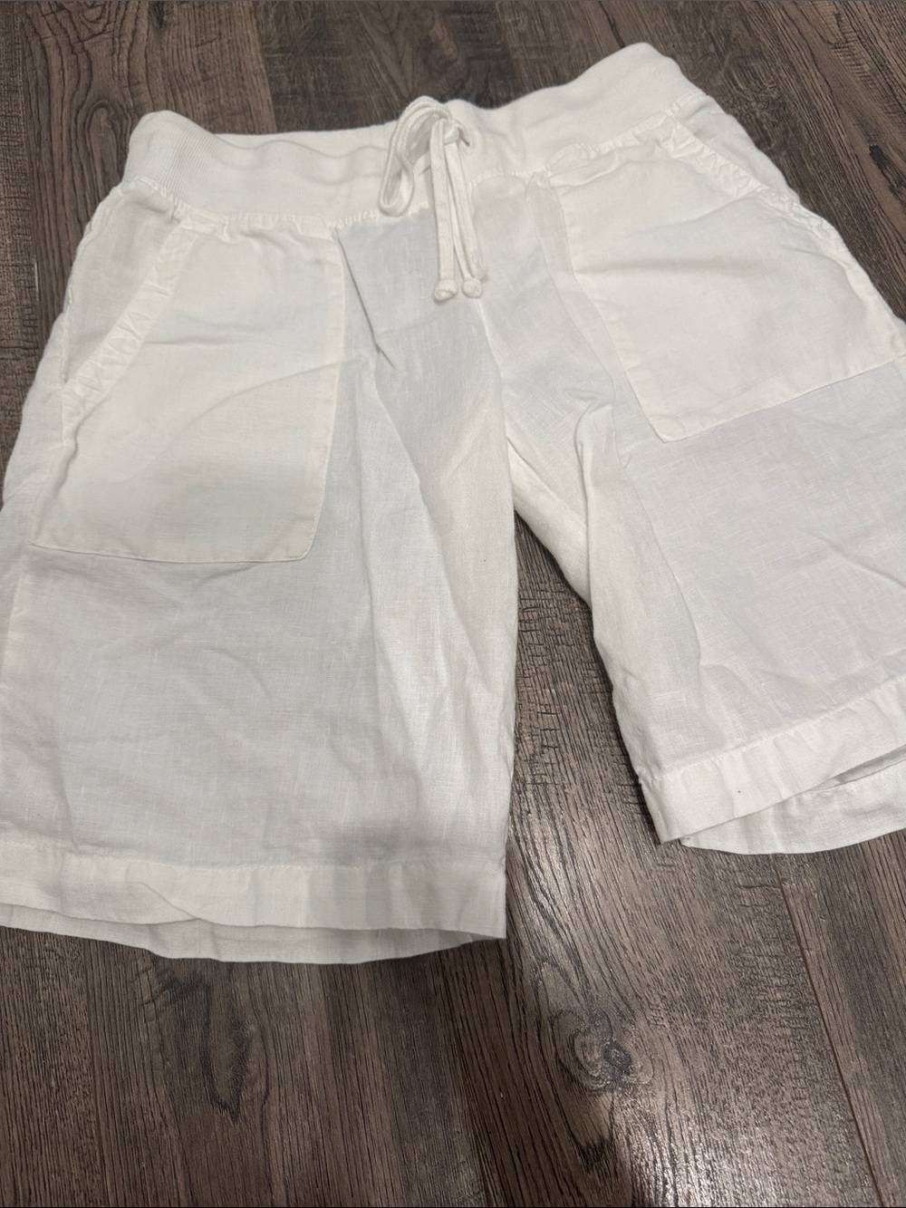 Hardtail White Linen Drawstring Shorts